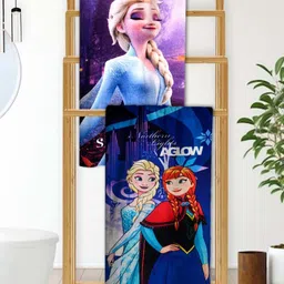 Athom Living Blue & Purple 2 Printed Cotton 350 GSM Bath Towel-image-48
