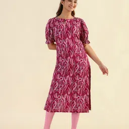 HAY Floral Printed Keyhole Neck Puffed Sleeves Kurta-41