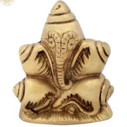 Exotic India Gold-Toned & Brown Lord Ganesha Religious Idol Showpiece-31