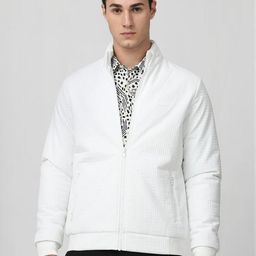 Mufti Men Mock Collar Self Design Bomber Jacket-picture-12