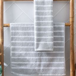 Home Centre Colour Refresh Essense 2Pcs Grey & White Striped Cotton Soft Hand Towels-12