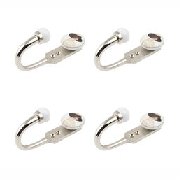 IndianShelf Silver-Toned & White 4 Pieces Lady Printed Ceramic & Zinc Wall Hooks-image-17