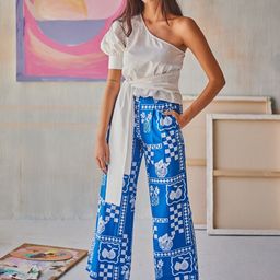 Sage by Mala Printed One Shoulder Pure Cotton Top & Trouser-image-28