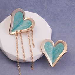 SOHI Gold-Plated Contemporary The Heart-Fold Studs Earrings-15