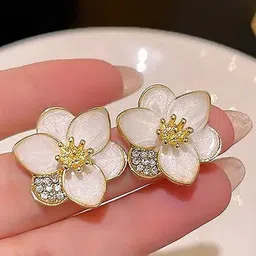 SZN Contemporary Artificial Stones Studded Floral Shaped Korean Studs-12