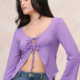 Tokyo Talkies Tie-Up Neck Off-Shoulder Bell Sleeve Open Front Top-image-78