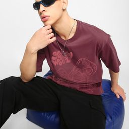 Bewakoof Men Graphic Printed Round Neck Cotton Oversized T-Shirt-image-80