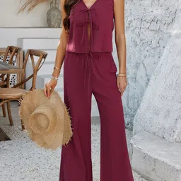 MIAKEE V-Neck Top & Trousers Co-OrdsSet-image-26