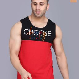 SLOWLORIS Pack Of 2 Printed Gym Vests VSL26 CMB(CHS BLACKRED)(PLAIN BLACKRUST)-image-26
