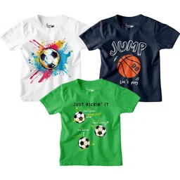 BonOrganik Boys Pack of 3 Graphic Printed Round Neck Cotton T-shirts-55