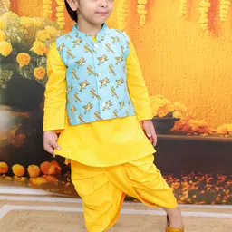 BownBee Boys Straight Pure Cotton Kurta with Dhoti Pants & Jacket-40