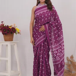 Vanedik Floral Pure Cotton Block Print Saree-picture-4