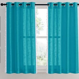 HOMEMONDE Blue & White Set of 2 Sheer Window Curtain-image-88