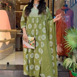 Siya Fashion Bandhani Printed Notch-Neck A-Line Kurta With Trousers And Dupatta-picture-11