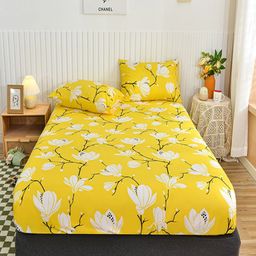 JC HOME Yellow & White Floral Printed 140 TC King Bedsheet Set 2.2 x 2 m-image-30