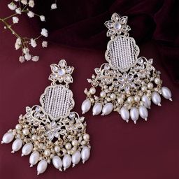Anouk Gold-Plated Artificial Stones and Beads Kundan Studded Drop Earrings-29
