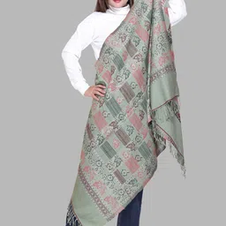 Tones-N-Shades Women Stylish Floral Woven Design Woollen Shawl-picture-6