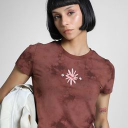 Puma Wardrobe Essentials Washed Pure Cotton Slim Fit Crop T-Shirt-49