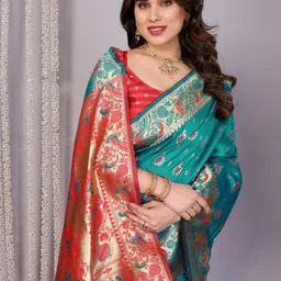 RUNAYA NX Woven Design Zari Silk Blend Banarasi Saree-image-86