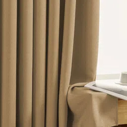 LINENWALAS Happy Sleeping Khakhi 2 Pieces Black Out Door Curtain-image-96