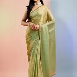 LOROFY Beads and Stones Tussar Saree-picture-8