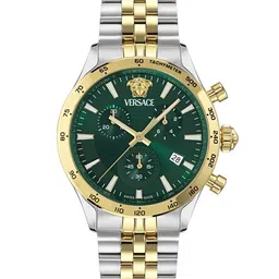 Versace Men Embellished Dial & Stainless Steel Bracelet Style Straps Analogue Chronograph Watch VECFA0224-39