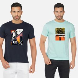 GLOBAL NOMAD Men 2 Printed Bio Finish Applique T-shirt-image-66