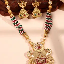 ADIVA 22K Gold Plated Stone Studded Jewellery Set-picture-29