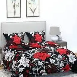 Aura Floral Printed 144 TC King Bedsheet with 2 Pillow Covers-13
