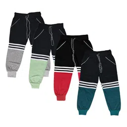 AMNOUR Kids Pack Of 4 Color-Blocked Cotton Joggers-44