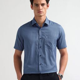 Arrow Men Liberty Classic Fit Geometric Printed Spread Collar Pure Cotton Formal Shirt-picture-47