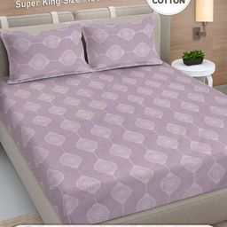 Myntra Elegant Homes Purple & White 300 TC Cotton King Bedsheet Set 2.70 m x 2.70 m-image-66