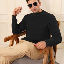 KVETOO Men Ribbed High Neck Woollen Pullover-image-52