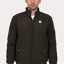 Spirit Men Mock Collar Solid Casual Bomber Jacket-image-88