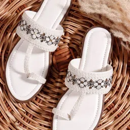 SUKUN Women Ethnic Open Toe Flats-53