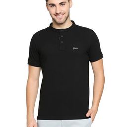 Basics Men Solid Mandarin Collar Cotton Slim Fit T-shirt-image-14
