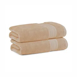 Himeya Beige 2 Pieces Bamboo Cotton 600 GSM Bath Towels-picture-0