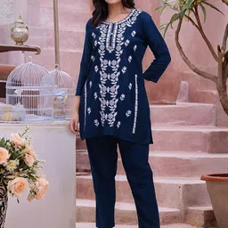 KALINI Embroidered Tunic With Trousers Co-Ords-image-51