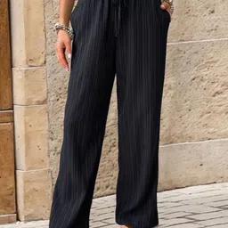 all about you Women Self Design Textured Regular Trousers-picture-1