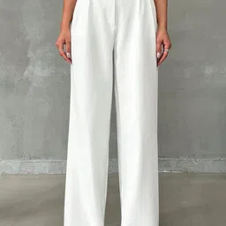 TOOCHKI Women Relaxed Straight Leg High-Rise Flat-Front Regular Trousers-36