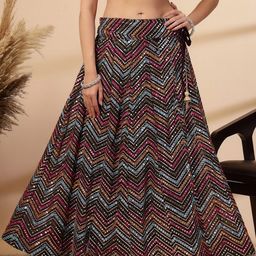 Clora Creation Embellished Flared Maxi Skirt-image-12