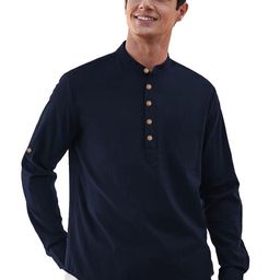 APEKTRA Men Band Collar Slim Fit Short Kurta-image-83