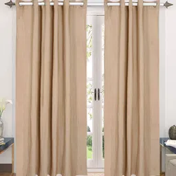 Saral Home Beige Set of 2 Striped Room Darkening Long Door Curtain-image-31