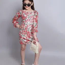 taffykids Floral Print Off-Shoulder A-Line Dress-image-39