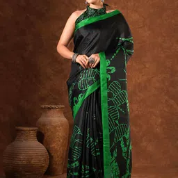HERE&NOW Abstract Printed Saree With Unstiched Blouse Piece-image-80