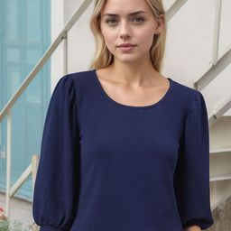 RARE Women Round Neck Puff Sleeve Crop Top-image-93