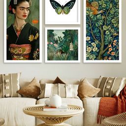 Kotart White & Green 4 Pieces Wooden Abstract Wall Arts-picture-2