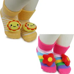NESKA MODA Kids-Unisex Set Of 2 Ankle Length Cotton Socks-picture-31
