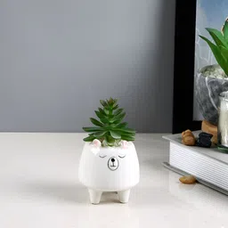 TAYHAA White 1 Pieces Succulent Artificial Plant With Pot-image-66