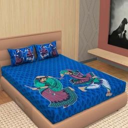 Aura Green 144 TC Queen Bedsheet with 2 Pillow Covers-image-44